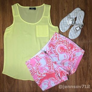 a.n.a Sheer Yellow Sleeveless Top